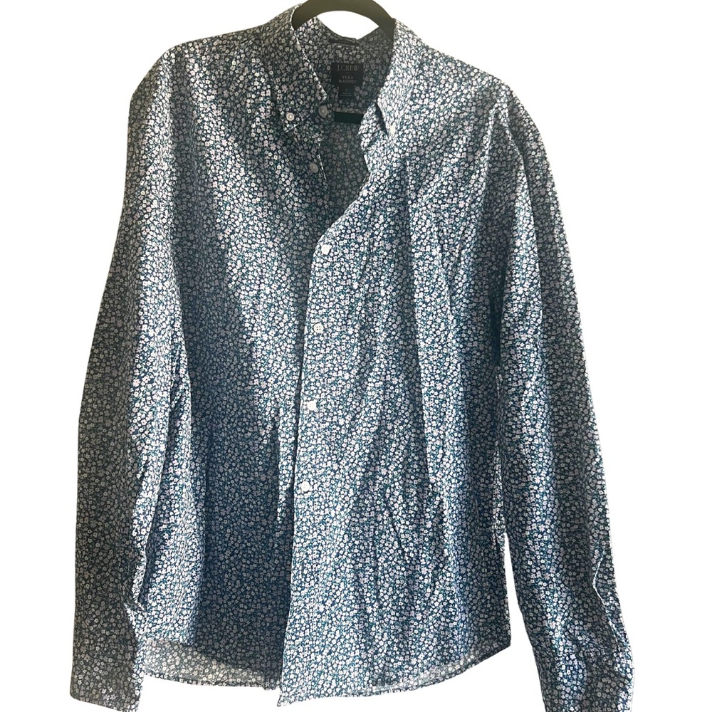J. Crew Women's Blue Floral Button Down Shirt